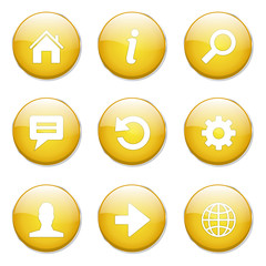 Web Internet Yellow Vector Button Icon Design Set