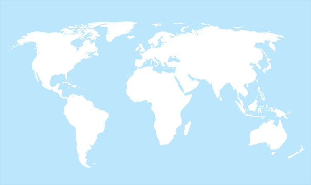 World map countries white outline cyan EPS10 vector