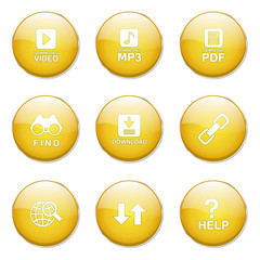 Multimedia Web Internet Yellow Vector Button Icon Design Set