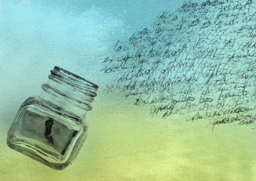 Tintenfass und Schrift