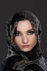 Young Muslim woman portrait wearing a head scarf
