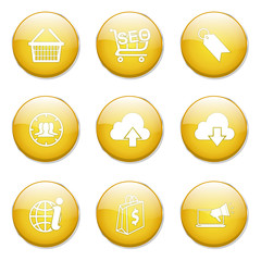 SEO Internet Sign Yellow Vector Button Icon Design Set 7