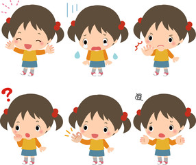 小さな女の子のいろいろな表情