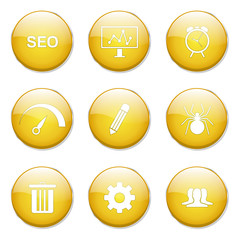 SEO Internet Sign Yellow Vector Button Icon Design Set 8