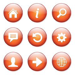 Web Internet Orange Vector Button Icon Design Set