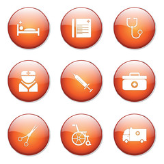 Hospital Health Orange Vector Button Icon Design Set