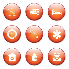 Fototapeta premium Hospital Health Orange Vector Button Icon Design Set 2