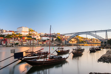 Traditional boats in the Douro River. Porto - obrazy, fototapety, plakaty