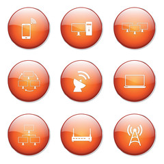 Telecom Communication Orange Vector Button Icon Design Set 2
