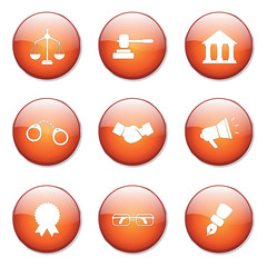 Law Sign Orange Vector Button Icon Design Set