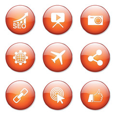 SEO Internet Sign Orange Vector Button Icon Design Set 1