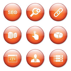 SEO Internet Sign Orange Vector Button Icon Design Set 11