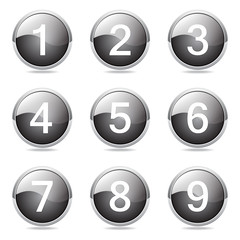 Numbers Counting Black Vector Button Icon Design Set