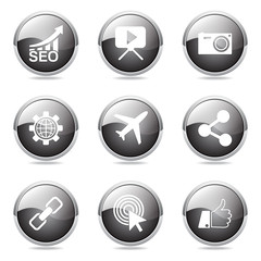 SEO Internet Sign Black Vector Button Icon Design Set 1
