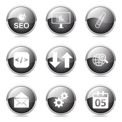 SEO Internet Sign Black Vector Button Icon Design Set 6