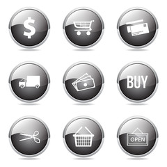 Shopping Sign Black Vector Button Icon Design Set