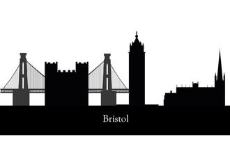 Obraz premium Bristol, Anglia panoramę. Szczegółowa sylwetka wektor