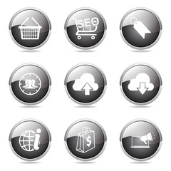 SEO Internet Sign Black Vector Button Icon Design Set 7