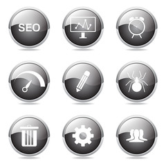 SEO Internet Sign Black Vector Button Icon Design Set 8