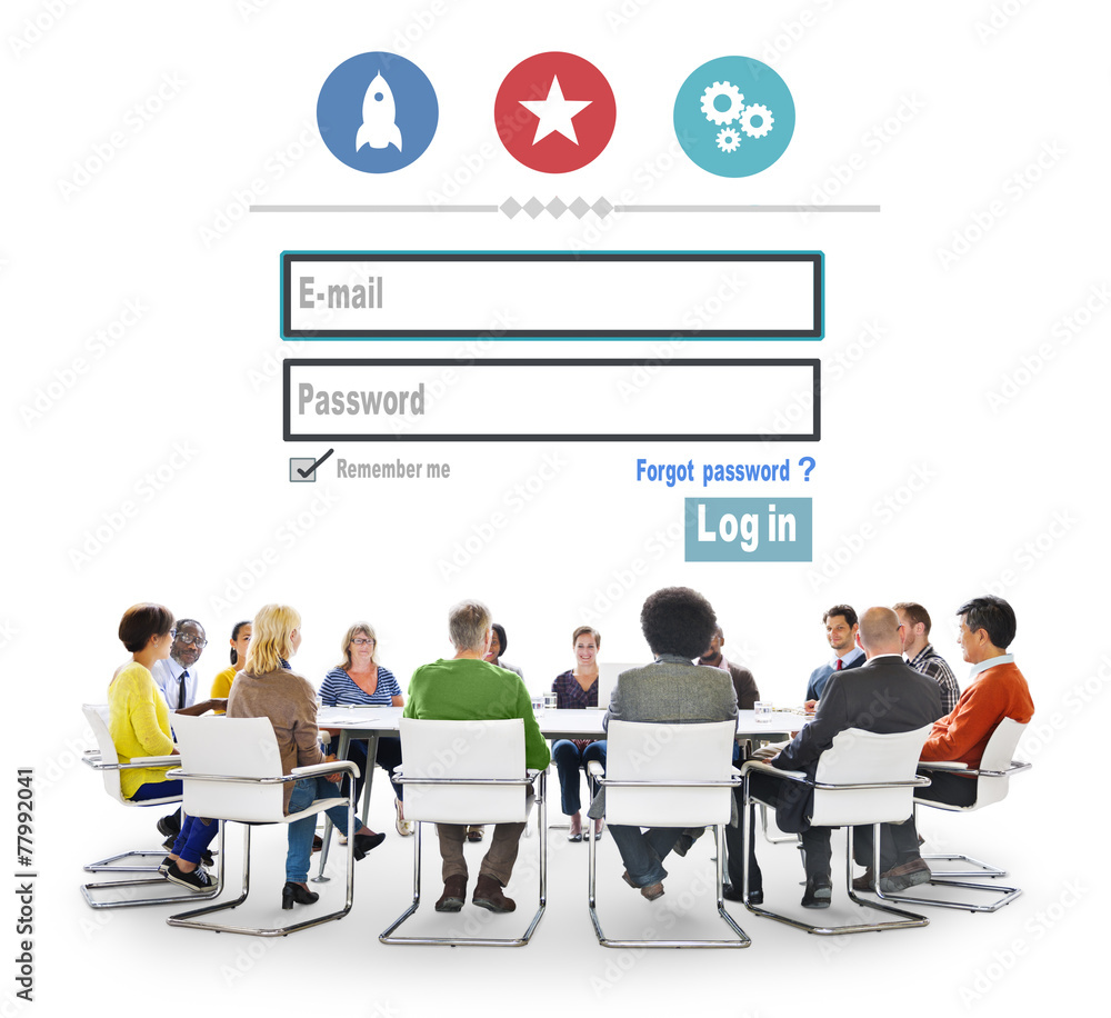 Aufkleber log in security username password protection privacy concept