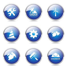 Construction Tools Blue Vector Button Icon Design Set 2