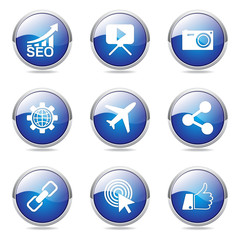 SEO Internet Sign Blue Vector Button Icon Design Set 1