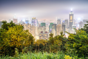Fototapeta premium Hong Kong night skyline from Victoria Park