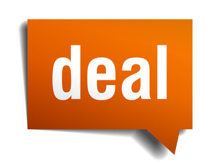 deal orange speech bubble isolated on white
