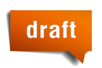 draft orange speech bubble isolated on white