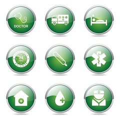 Hospital Health Green Vector Button Icon Design Set 2