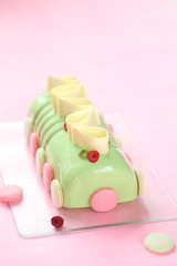 Pistachio Raspberry Yule Log