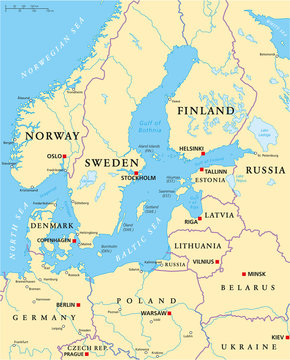 Baltic Sea Area Political Map