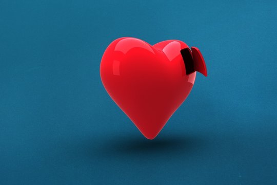 Composite image of heart with open door