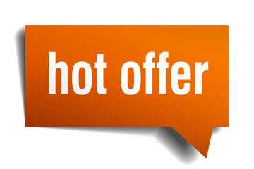 hot offer orange speech bubble isolated on white