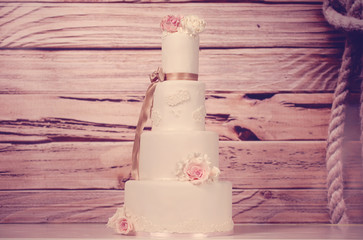 4tier marzipan wedding cake with roses
