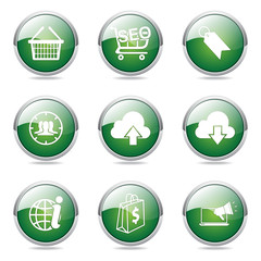 SEO Internet Sign Green Vector Button Icon Design Set 7