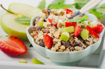 Muesli and fresh fruits