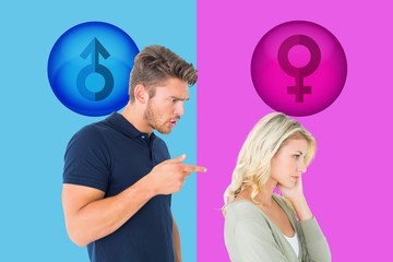 Composite image of young couple having an argument