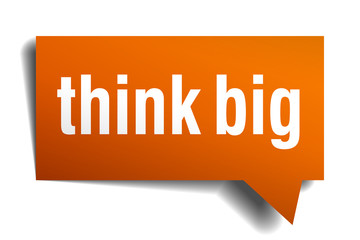 think big orange speech bubble isolated on white