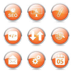 SEO Internet Sign Orange Vector Button Icon Design Set 6