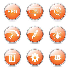 SEO Internet Sign Orange Vector Button Icon Design Set 8