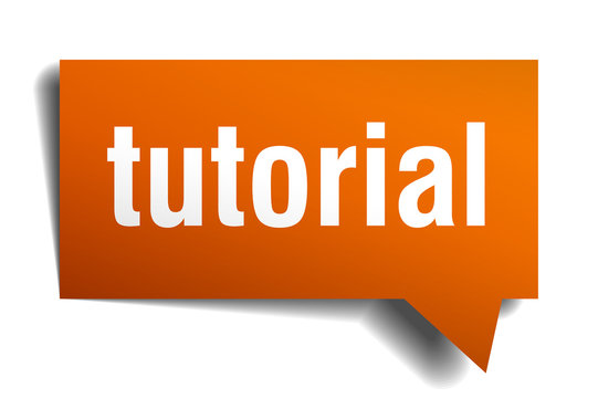 tutorial orange speech bubble isolated on white