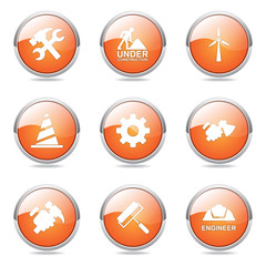 Construction Tools Orange Vector Button Icon Design Set 2