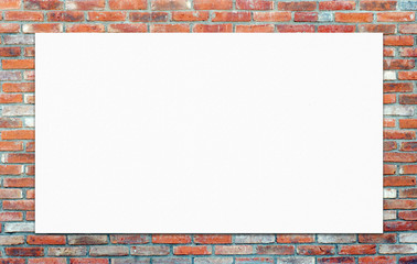 Blank white poster and brick wall background