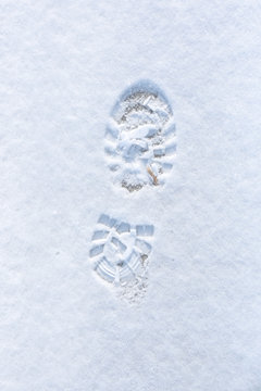 One man's footstep on the fresh snow