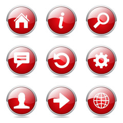 Web Internet Red Vector Button Icon Design Set