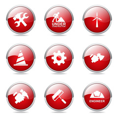 Construction Tools Red Vector Button Icon Design Set 2
