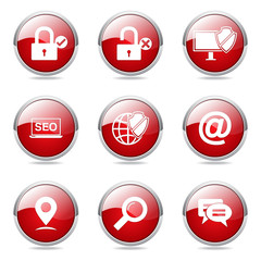 SEO Internet Sign Red Vector Button Icon Design Set 3