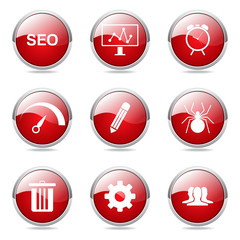 SEO Internet Sign Red Vector Button Icon Design Set 8