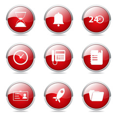 Time Duration Red Vector Button Icon Design Set